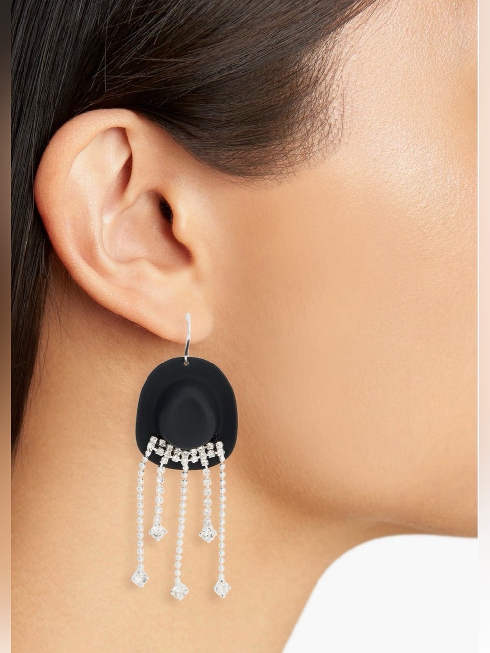 NIB LEITH Cowboy Hat Crystal Fringe Earrings